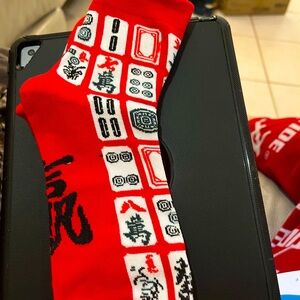Red Mahjong Pattern Socks